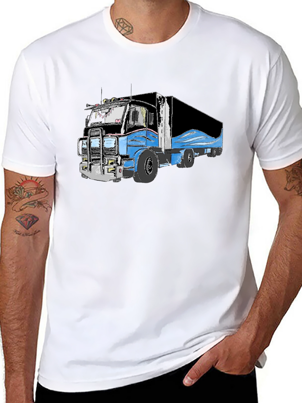 Truck Graphic Black T-Shirt for Men