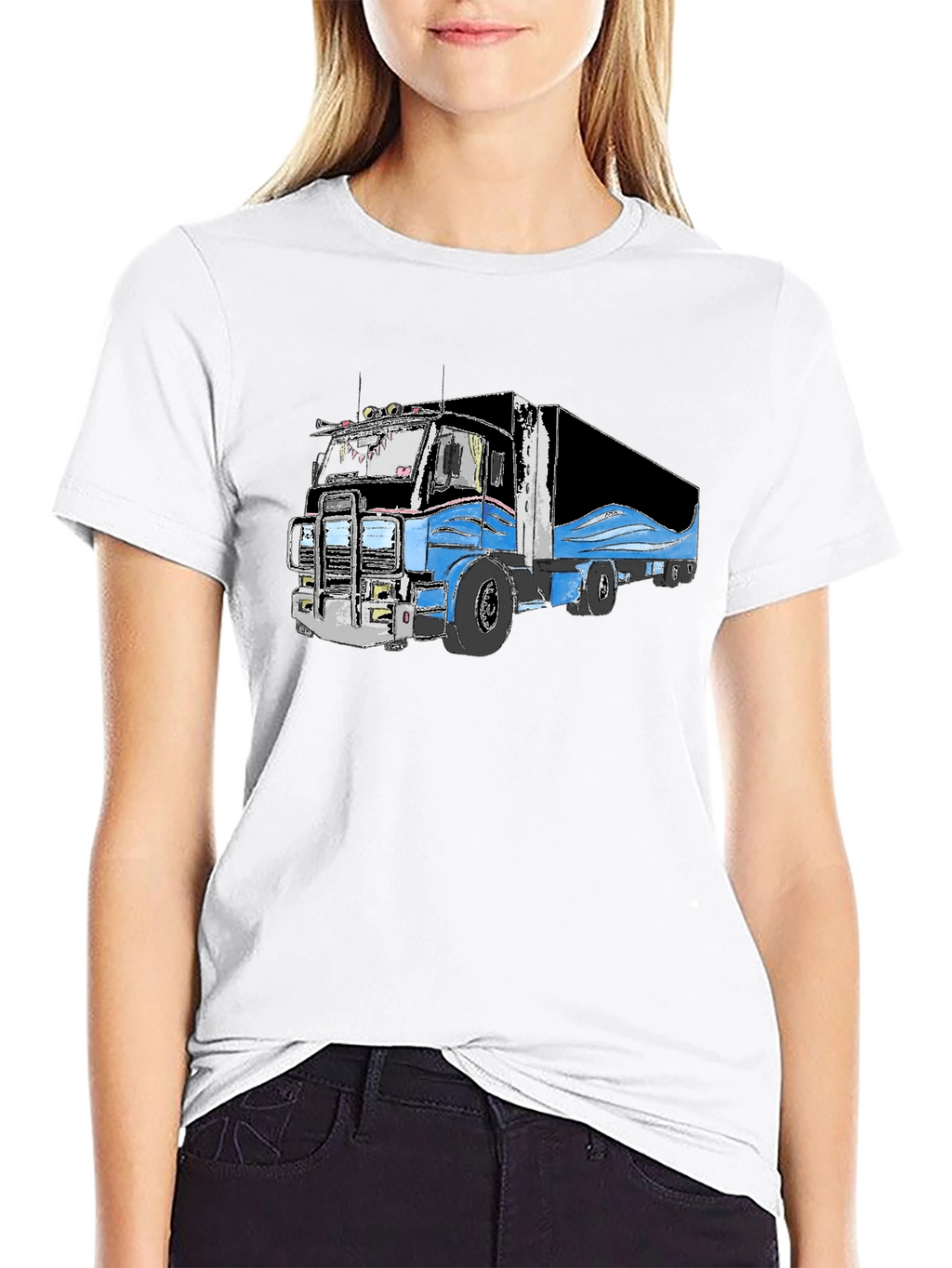 Truck Graphic Black T-Shirt for Men