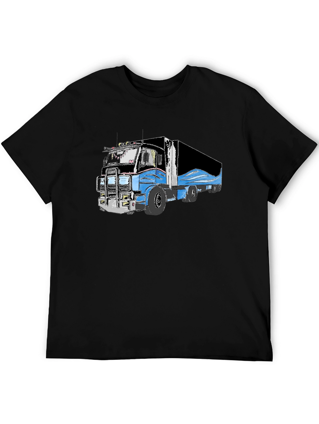 Truck Graphic Black T-Shirt for Men
