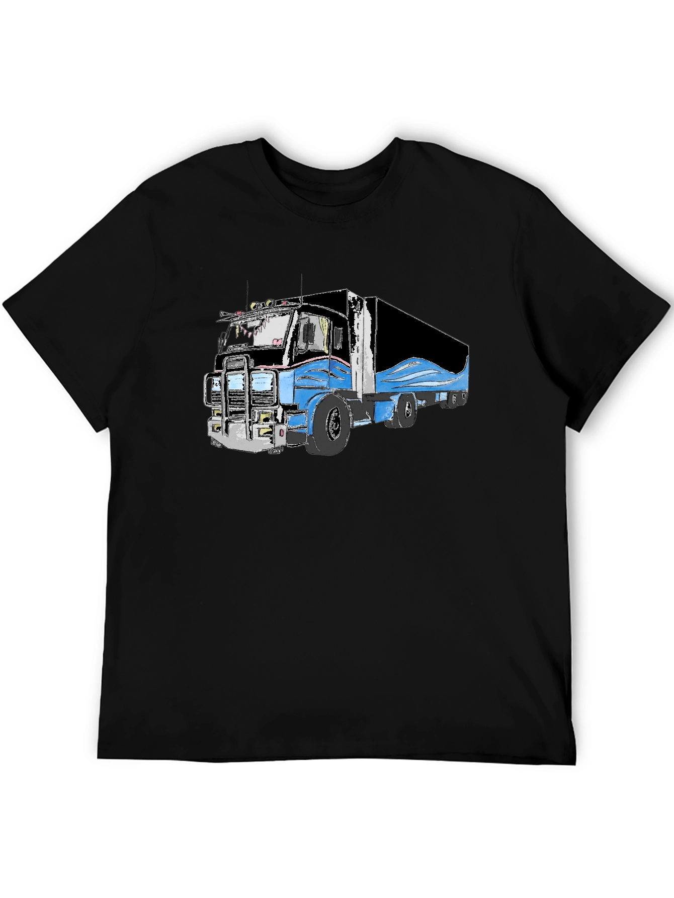Truck Graphic Black T-Shirt for Men
