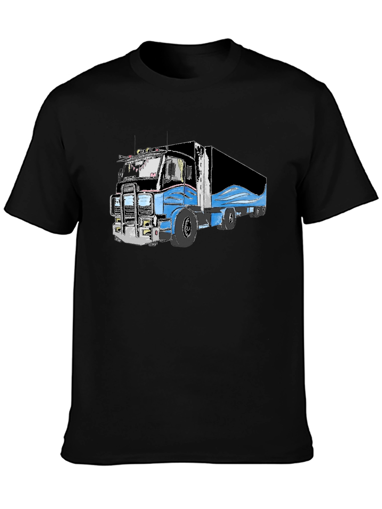 Truck Graphic Black T-Shirt for Men