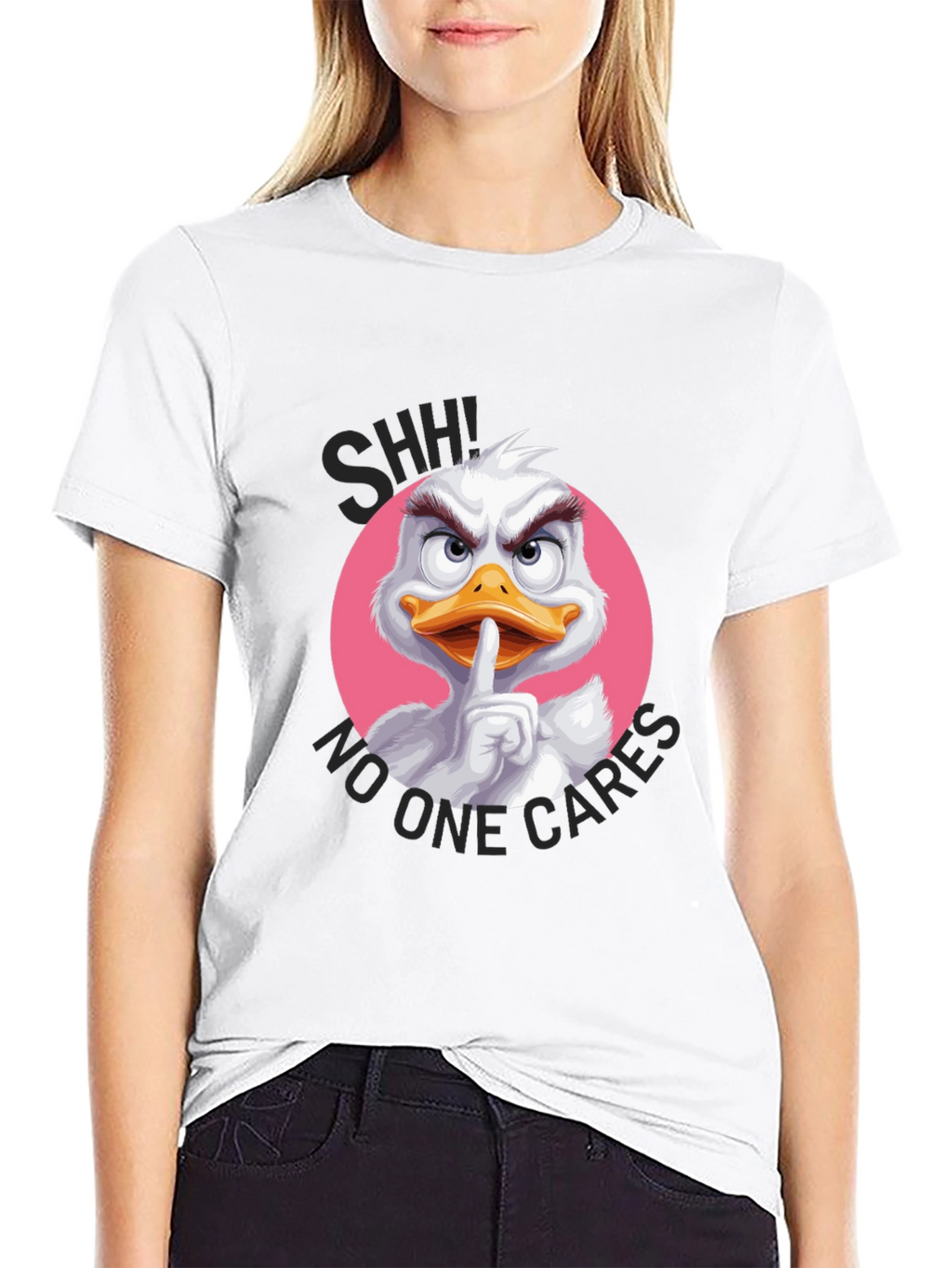 Shhh No One Cares Duck T-Shirt