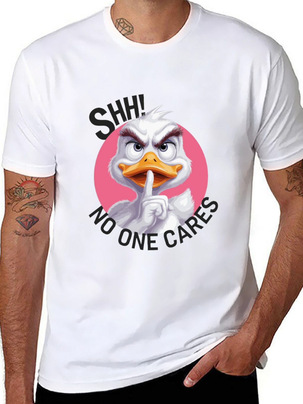 Shhh No One Cares Duck T-Shirt
