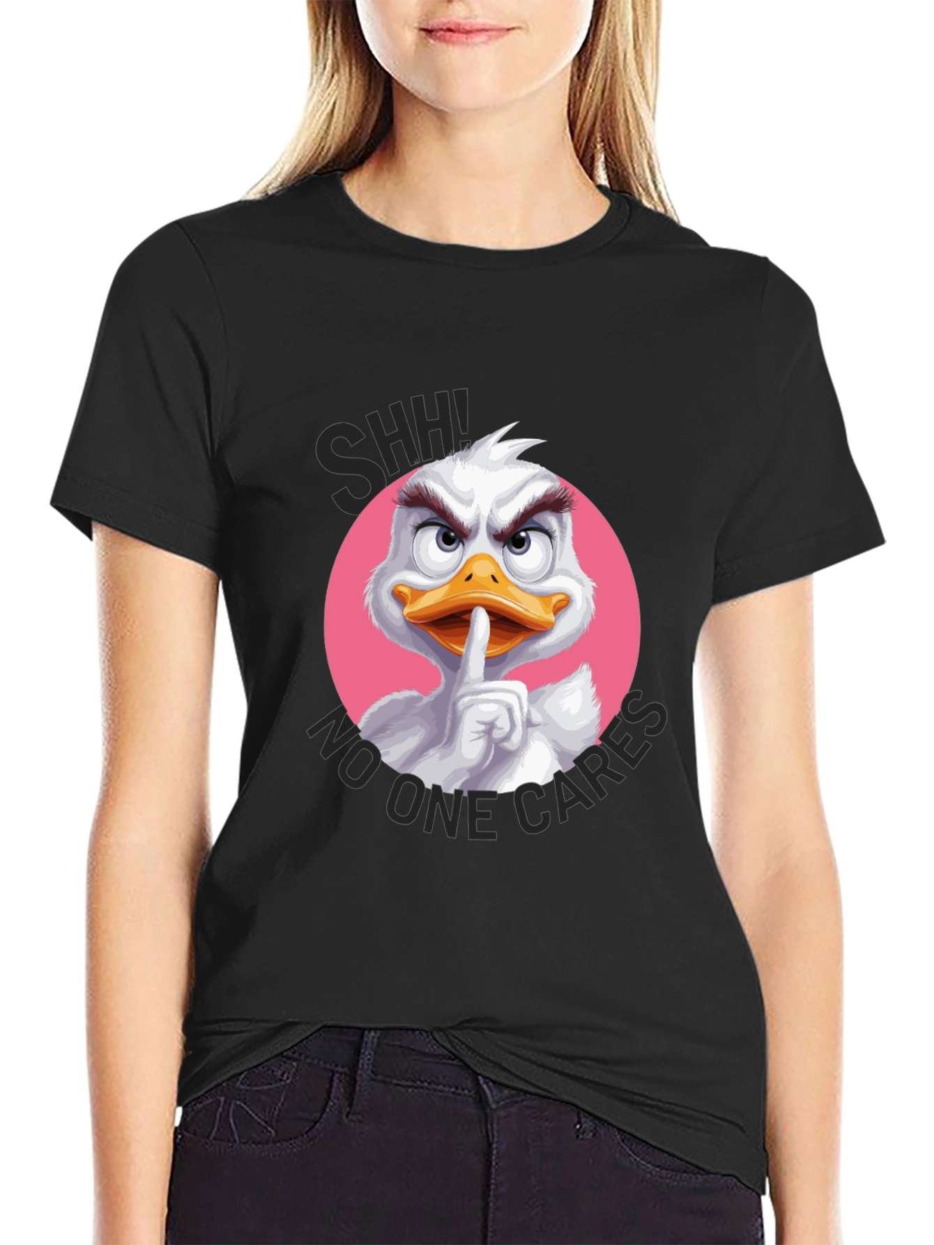 Shhh No One Cares Duck T-Shirt