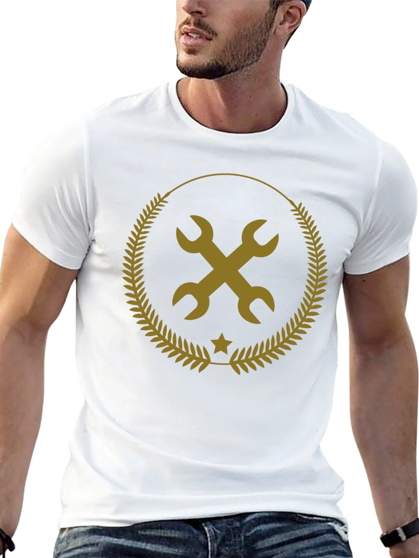 Mechanic Wrench Emblem Black T-Shirt