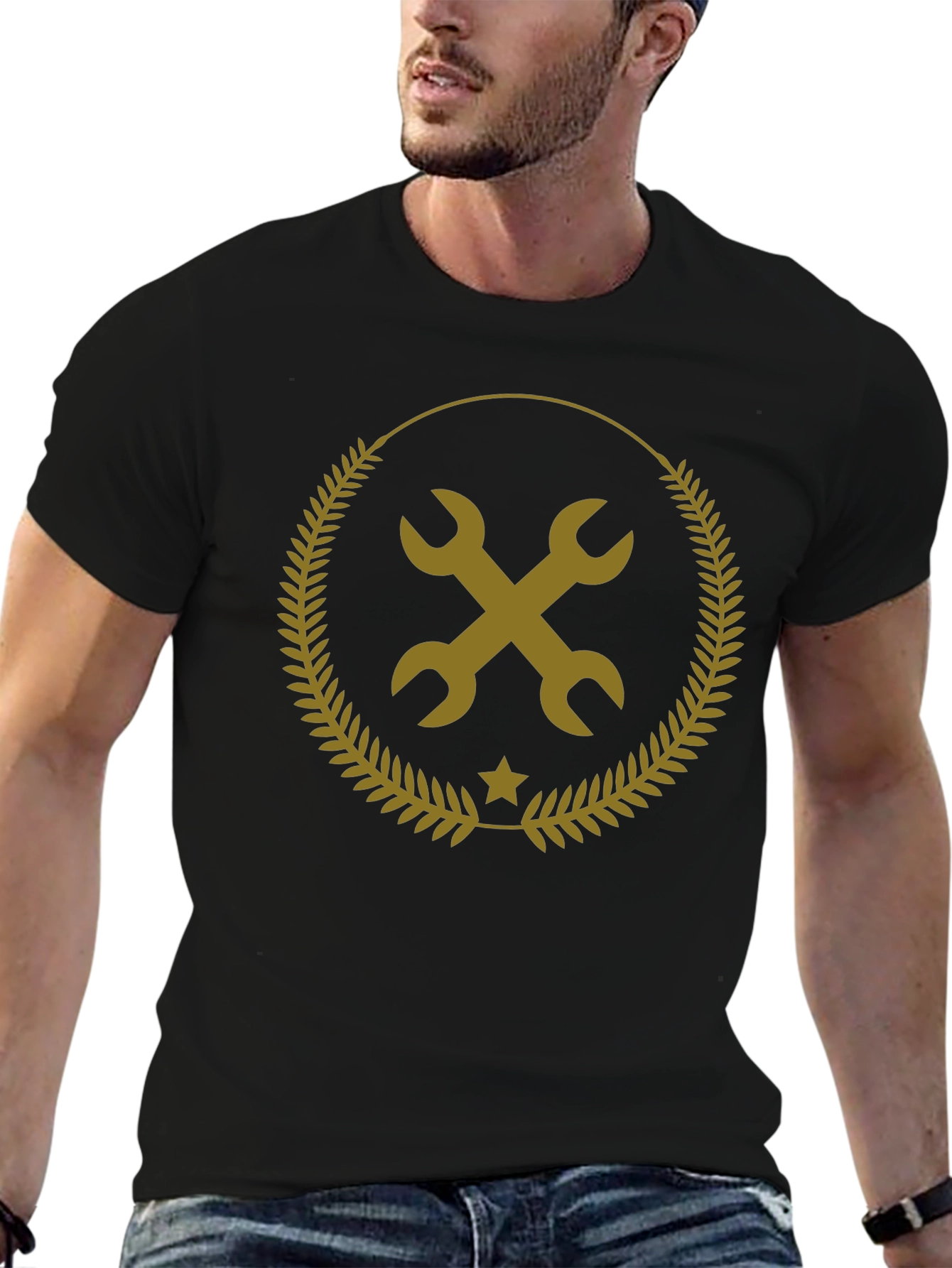 Mechanic Wrench Emblem Black T-Shirt