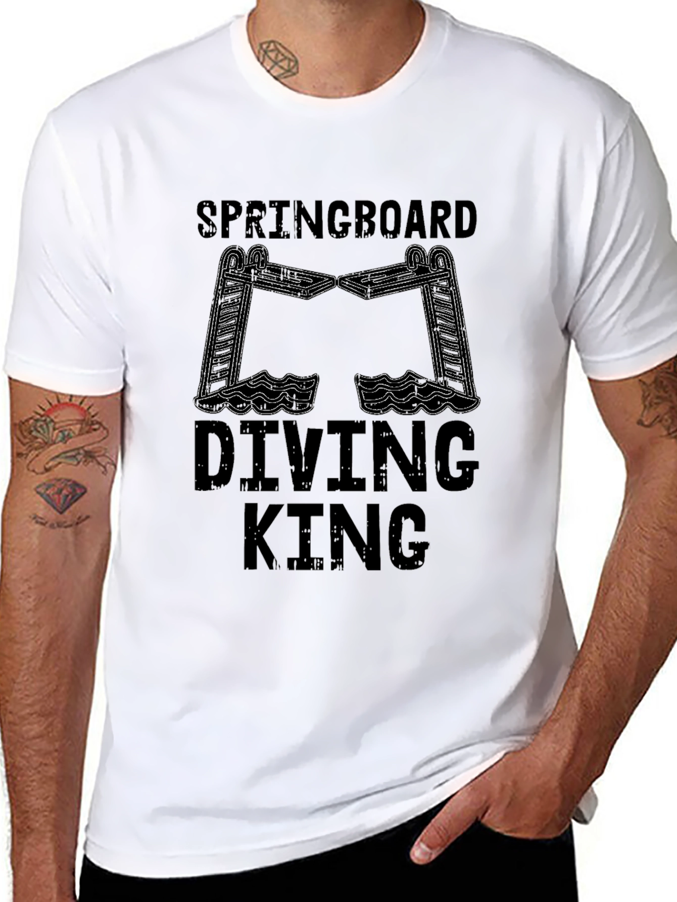 Springboard Diving King Black Graphic Tee