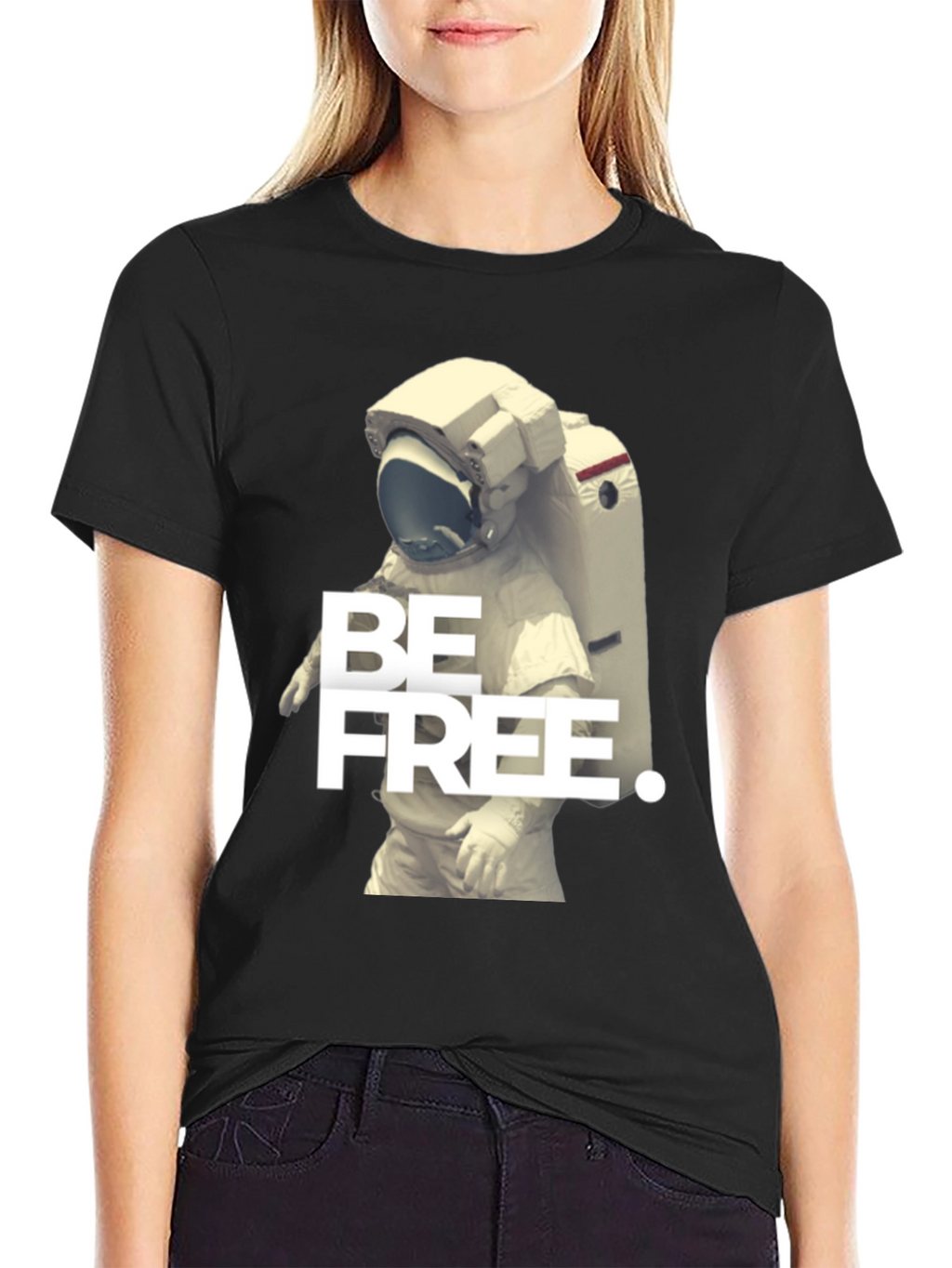 Be Free Astronaut Graphic Black T-Shirt