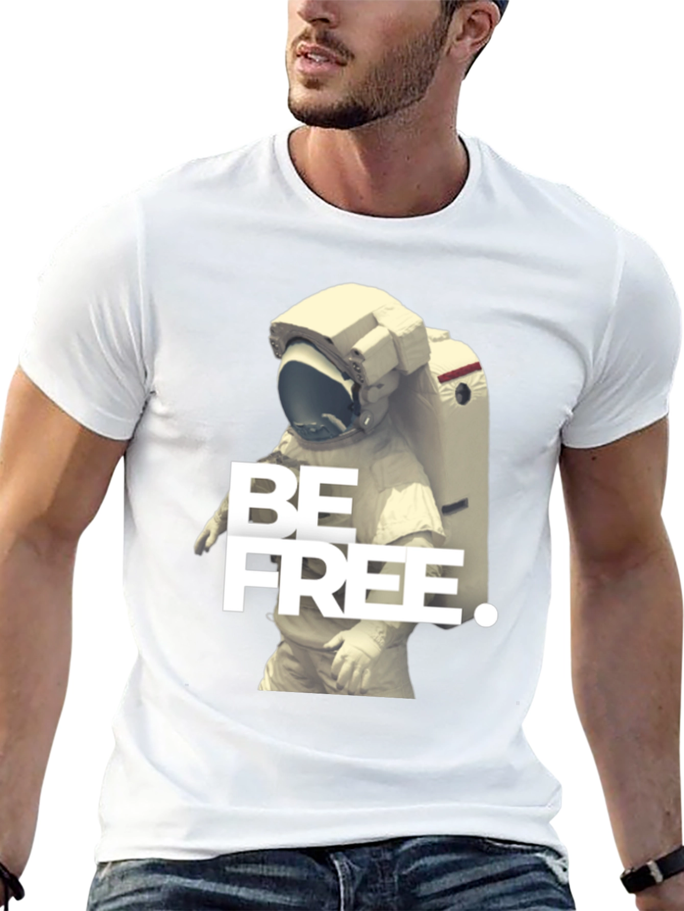Be Free Astronaut Graphic Black T-Shirt