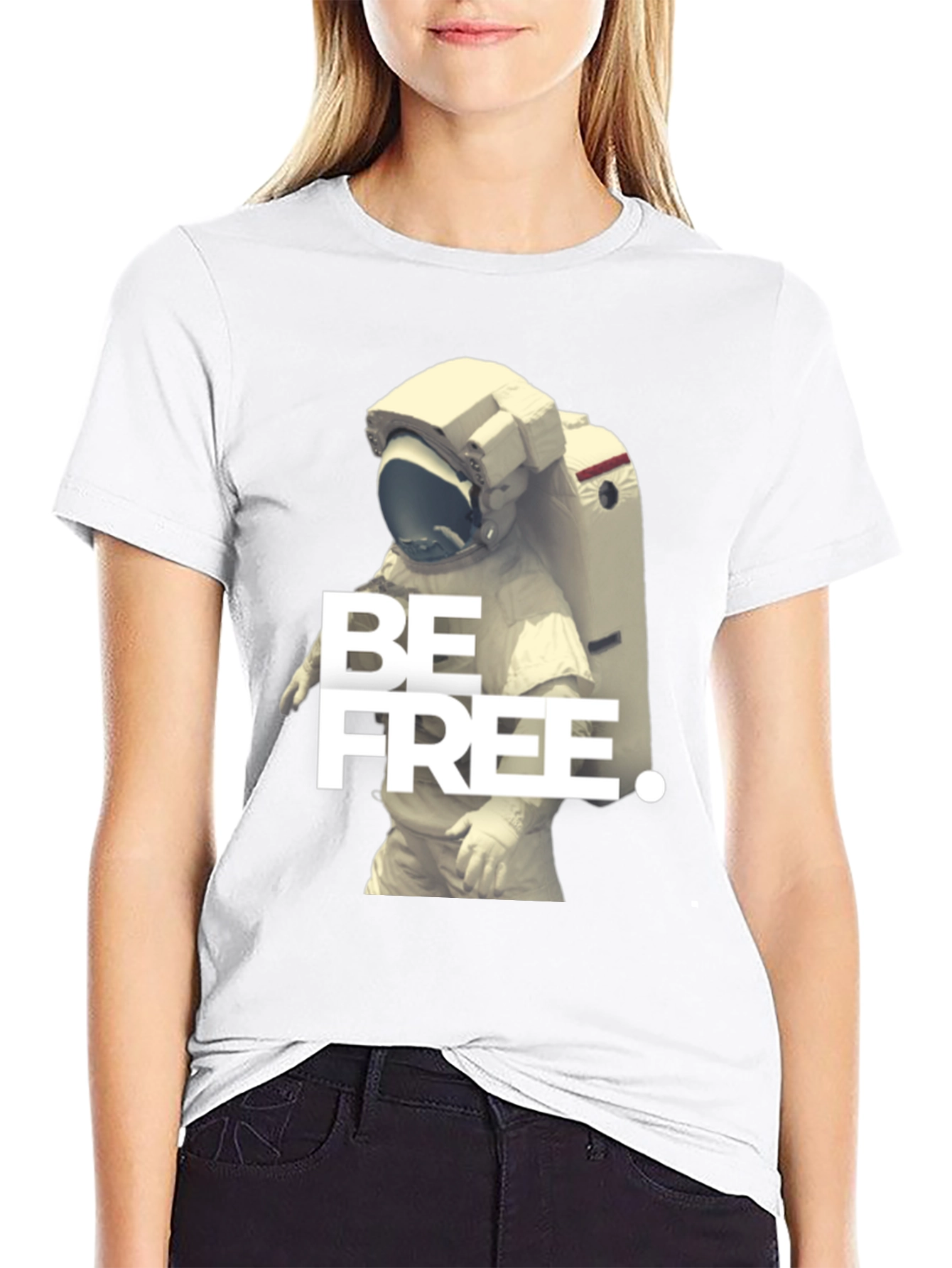 Be Free Astronaut Graphic Black T-Shirt