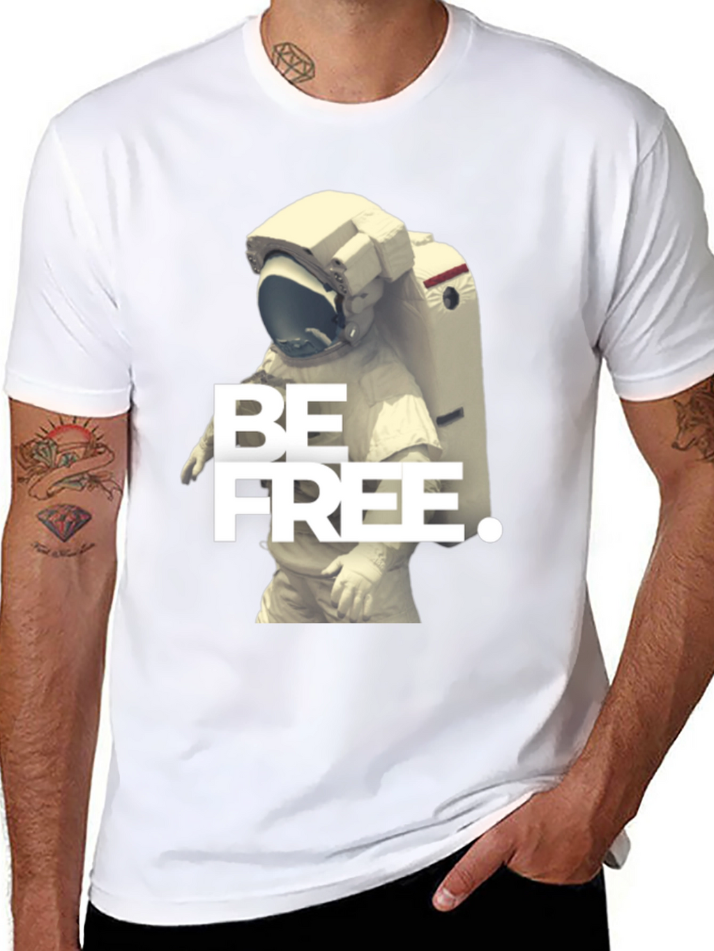 Be Free Astronaut Graphic Black T-Shirt