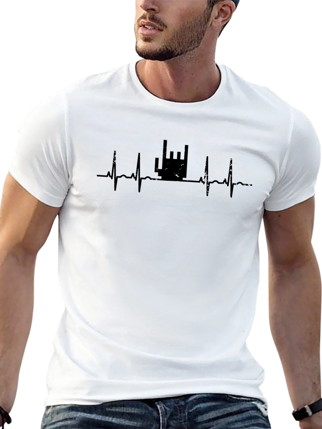 Rock On Heartbeat T-Shirt - Black