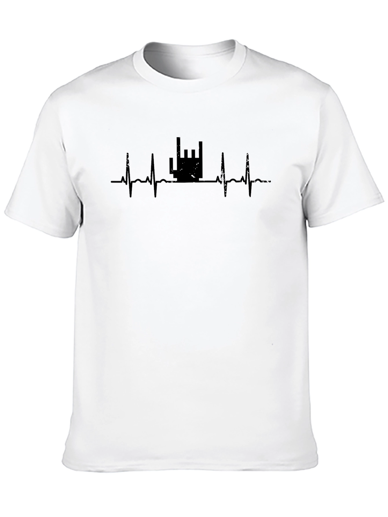 Rock On Heartbeat T-Shirt - Black
