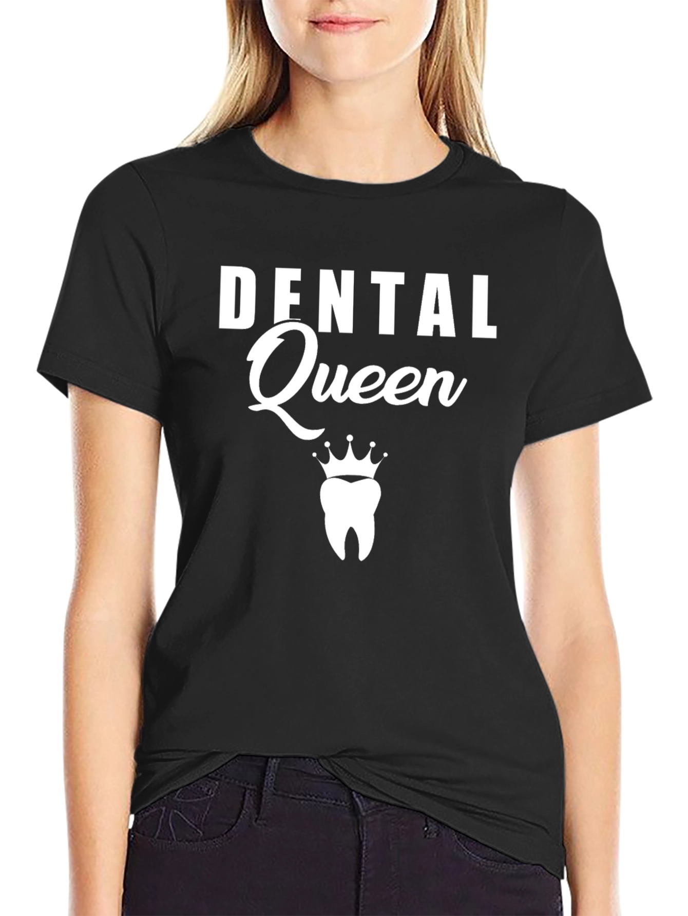 Dental Queen Graphic Tee - Black Cotton T-Shirt