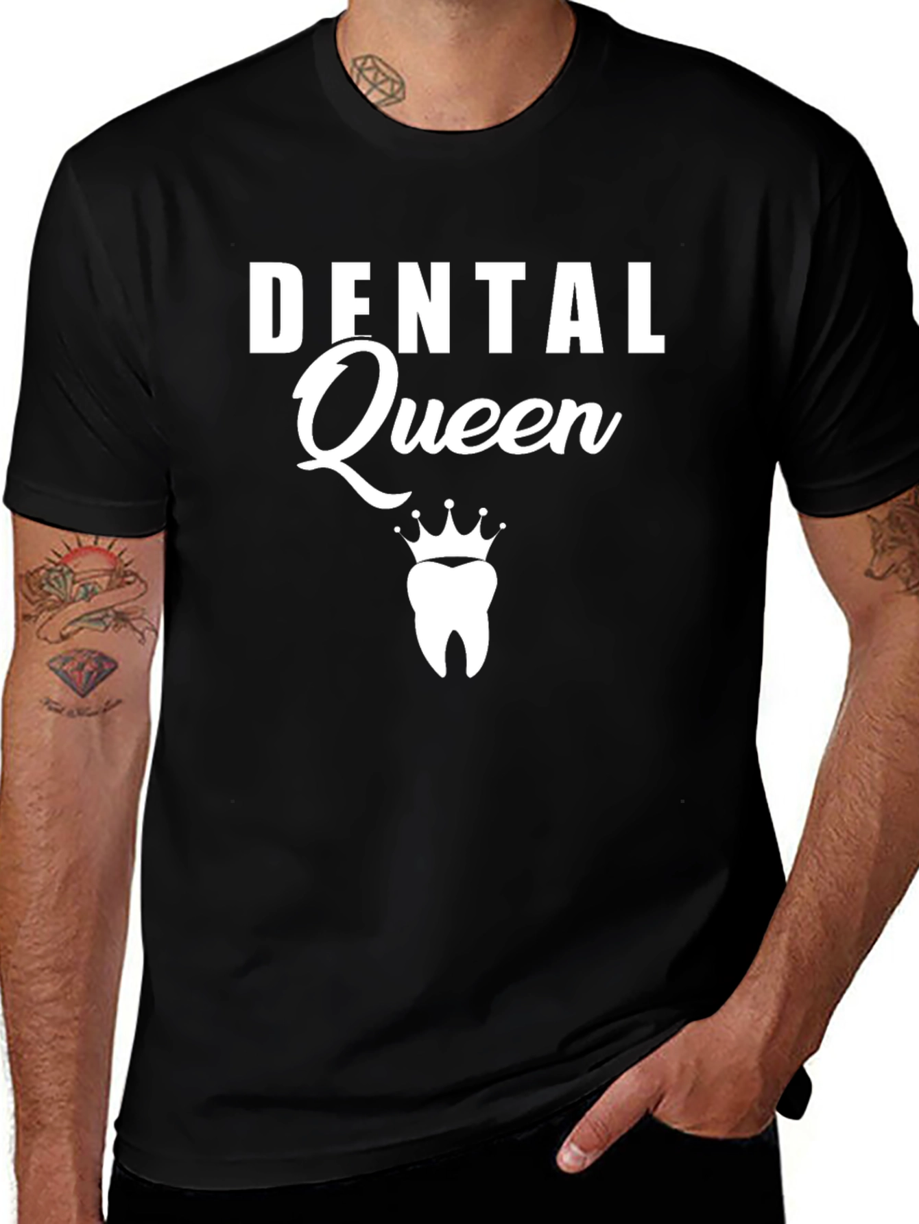 Dental Queen Graphic Tee - Black Cotton T-Shirt