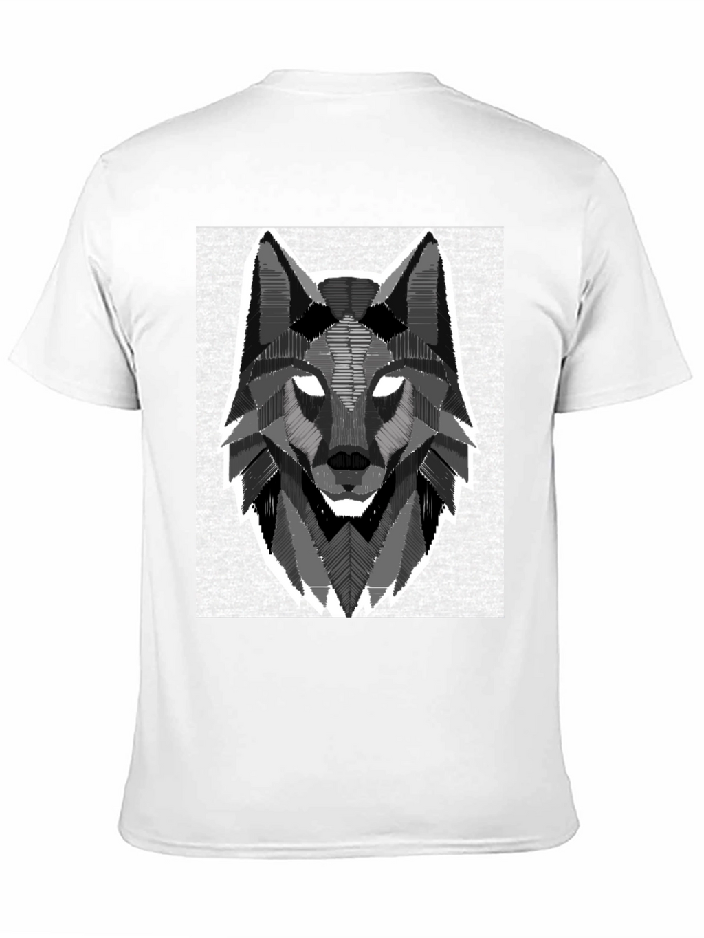 Geometric Wolf Graphic Black T-Shirt