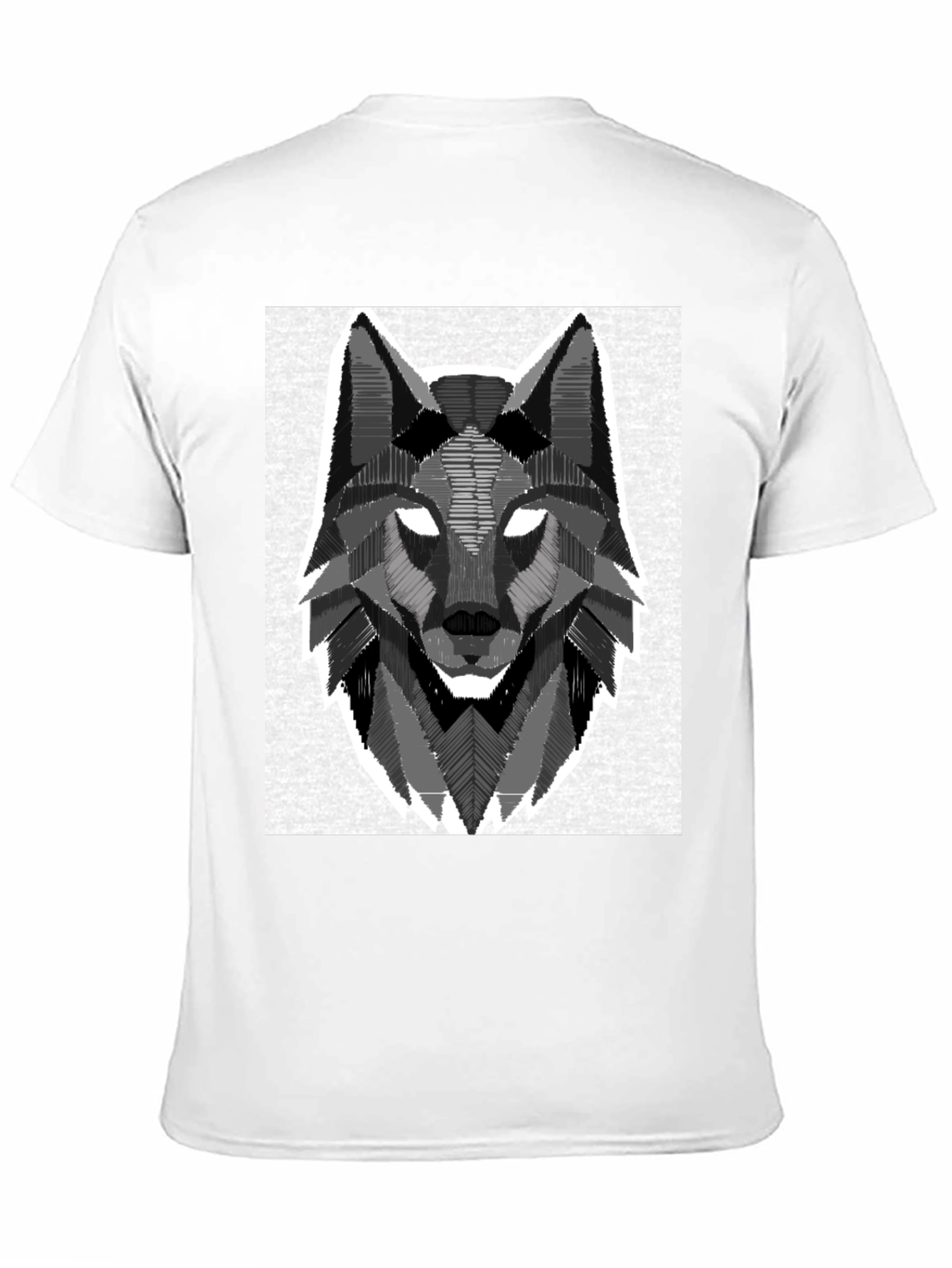 Geometric Wolf Graphic Black T-Shirt