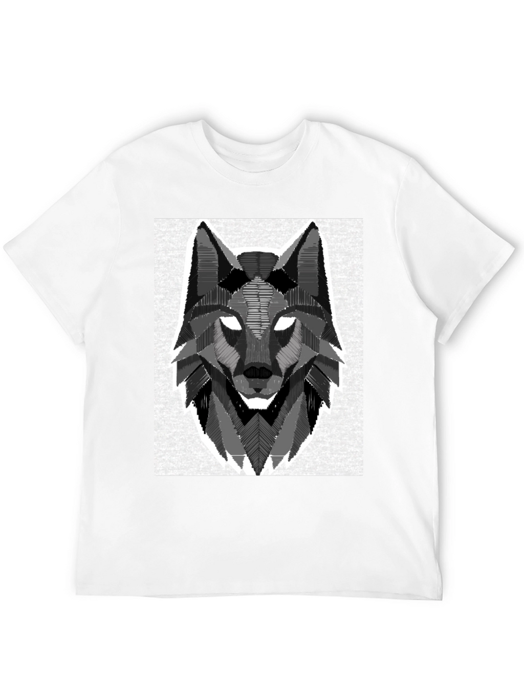Geometric Wolf Graphic Black T-Shirt