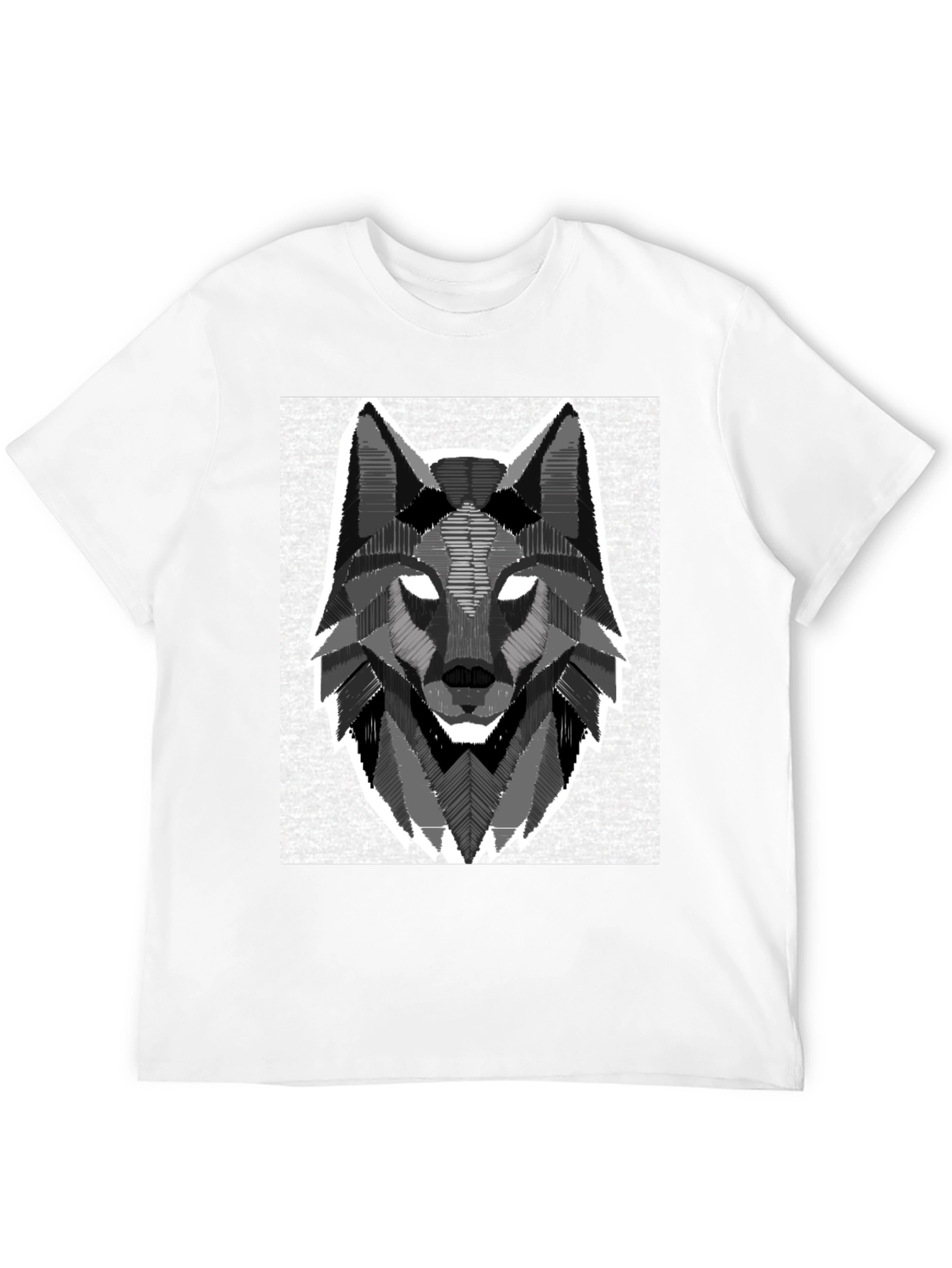 Geometric Wolf Graphic Black T-Shirt