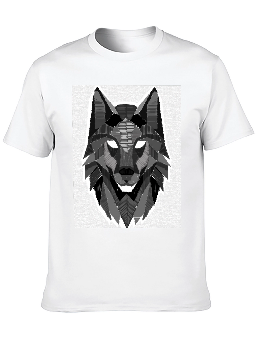 Geometric Wolf Graphic Black T-Shirt