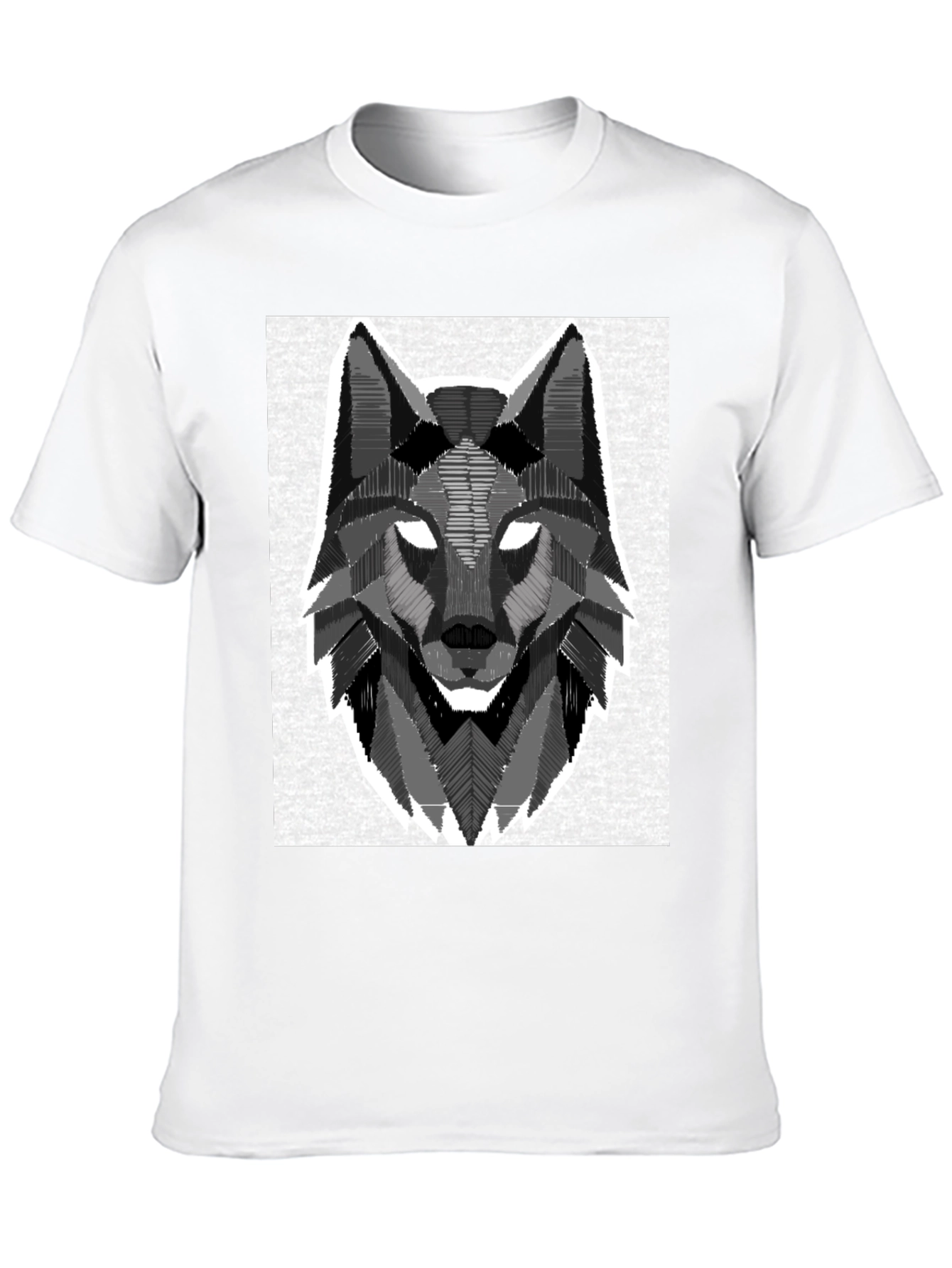 Geometric Wolf Graphic Black T-Shirt