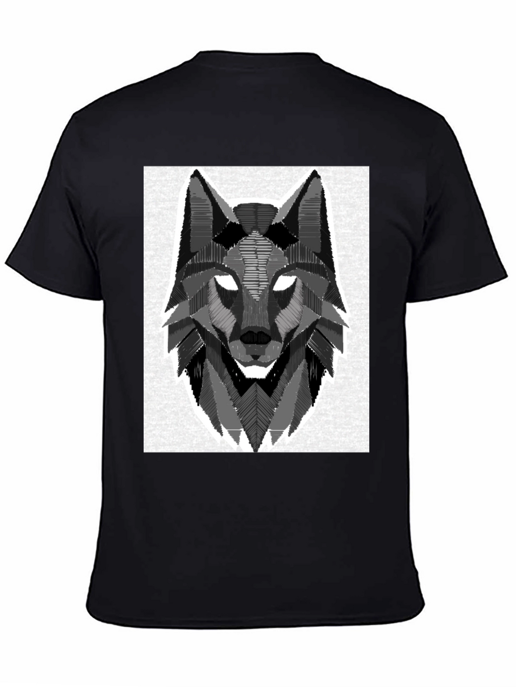 Geometric Wolf Graphic Black T-Shirt