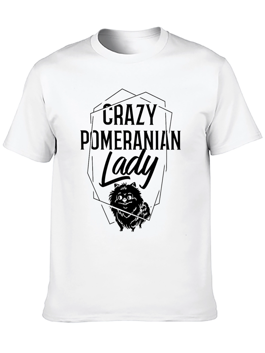 Crazy Pomeranian Lady Black T-Shirt