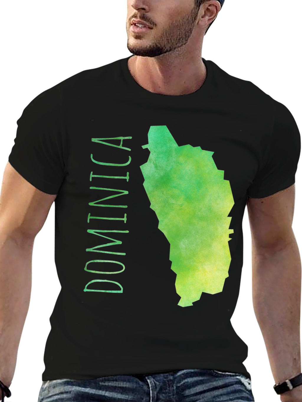 Dominica Map T-Shirt - Green Island Tee