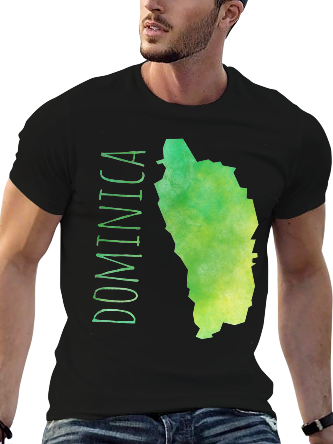 Dominica Map T-Shirt - Green Island Tee