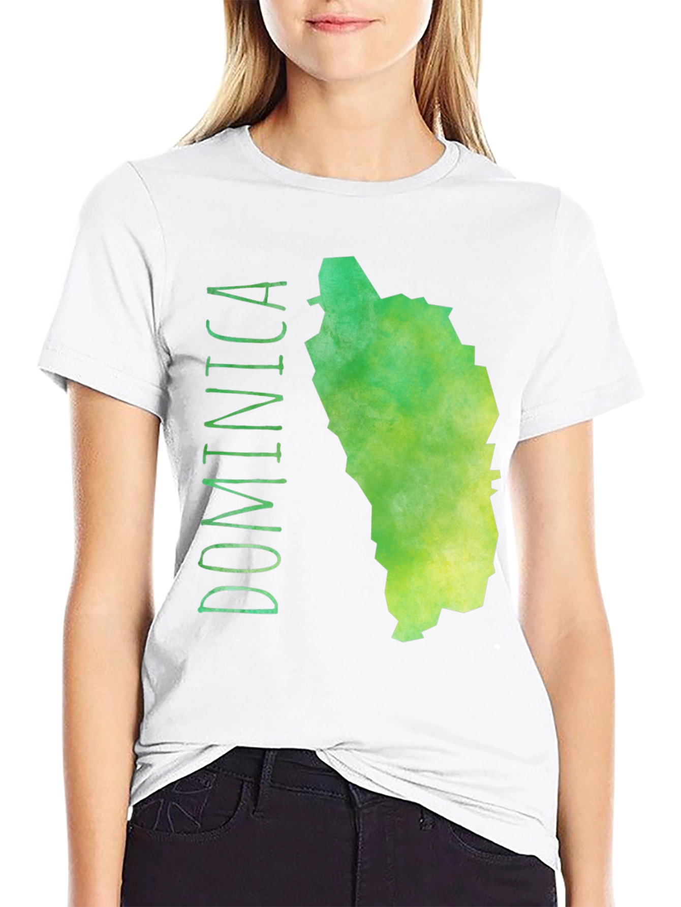 Dominica Map T-Shirt - Green Island Tee