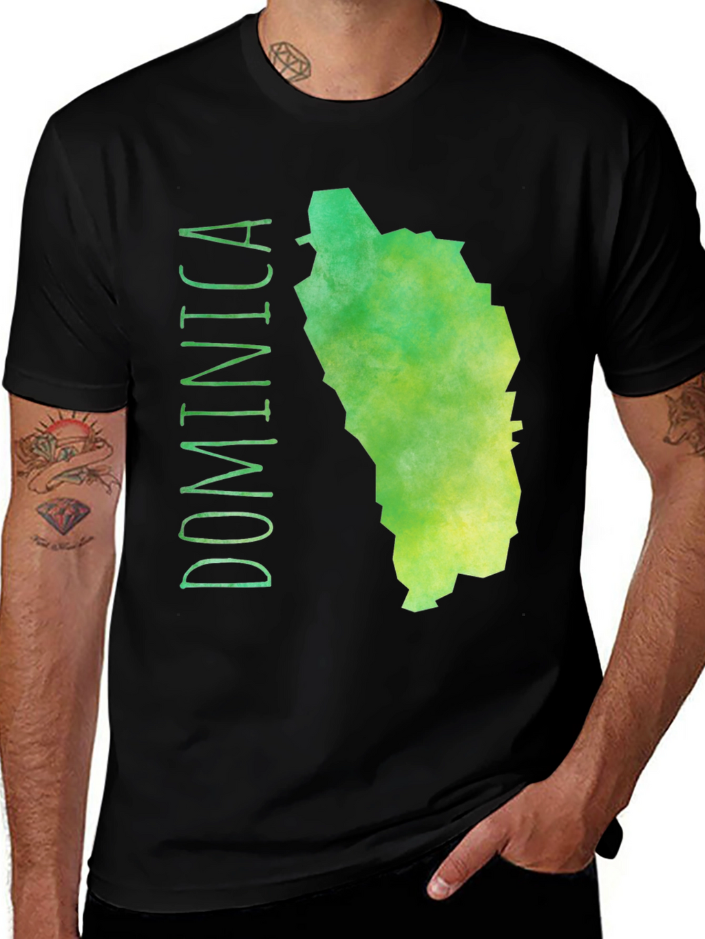 Dominica Map T-Shirt - Green Island Tee