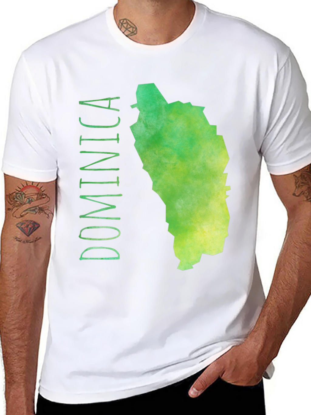 Dominica Map T-Shirt - Green Island Tee