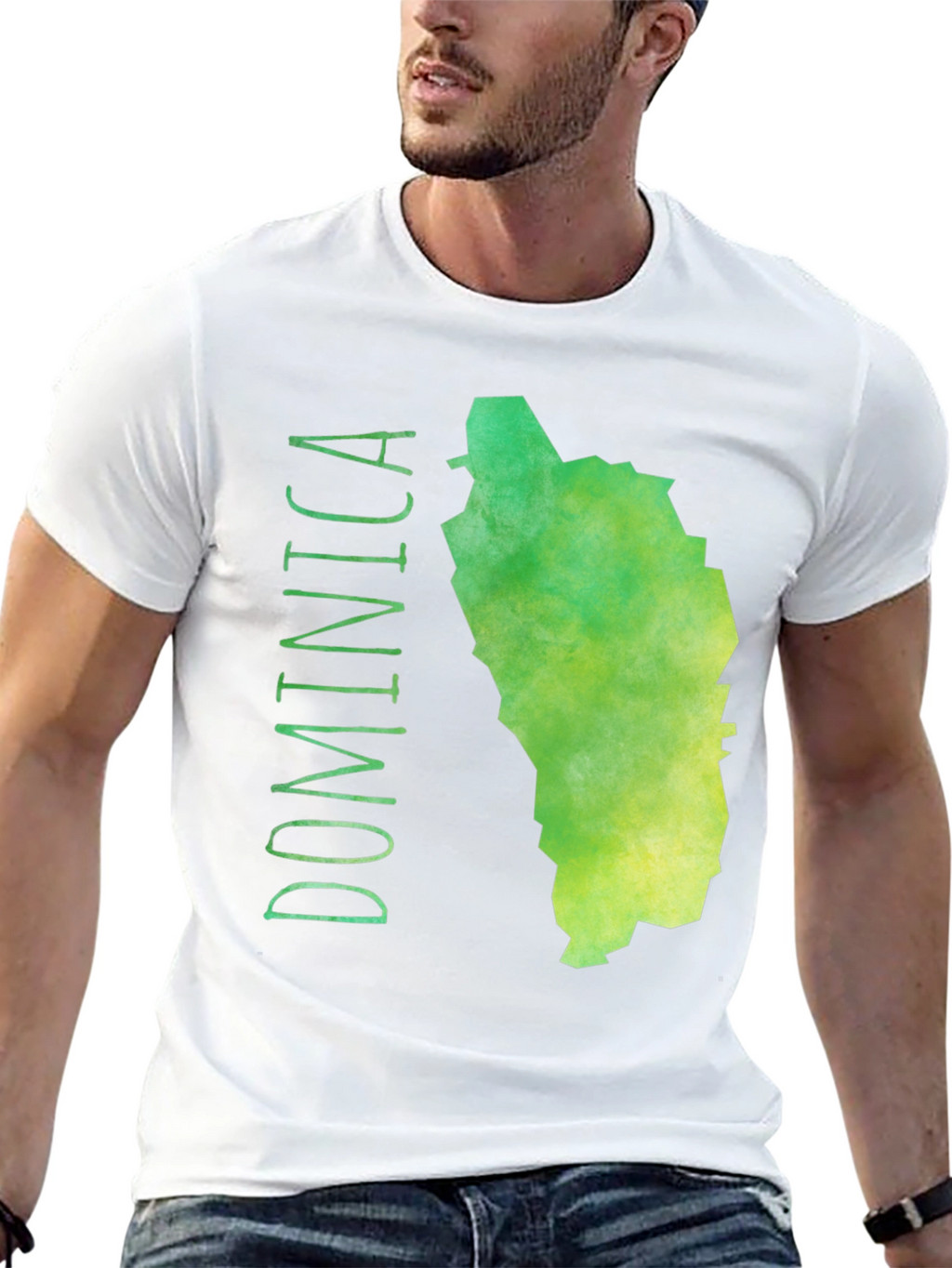 Dominica Map T-Shirt - Green Island Tee