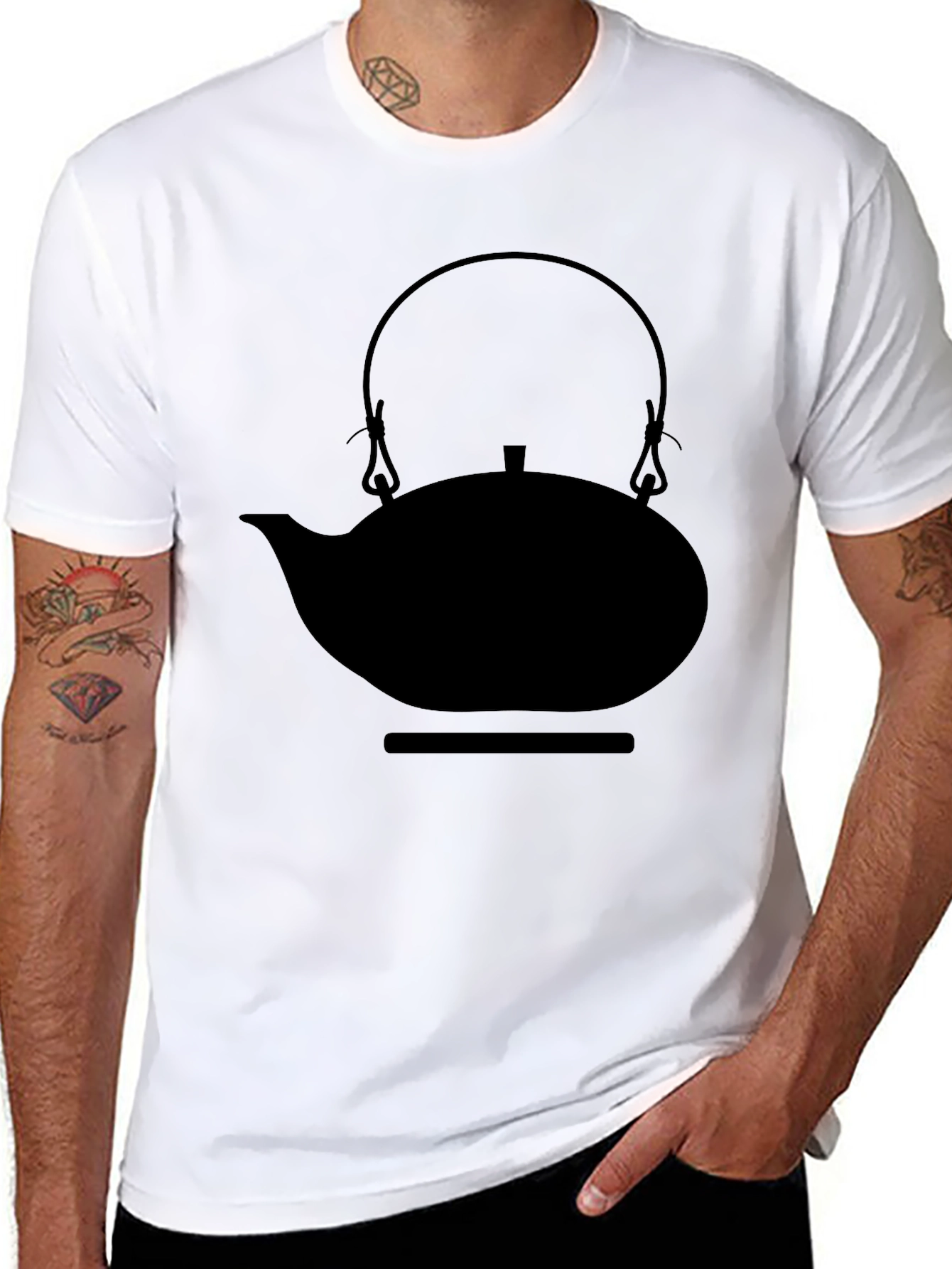 Minimalist Teapot Graphic Black T-Shirt