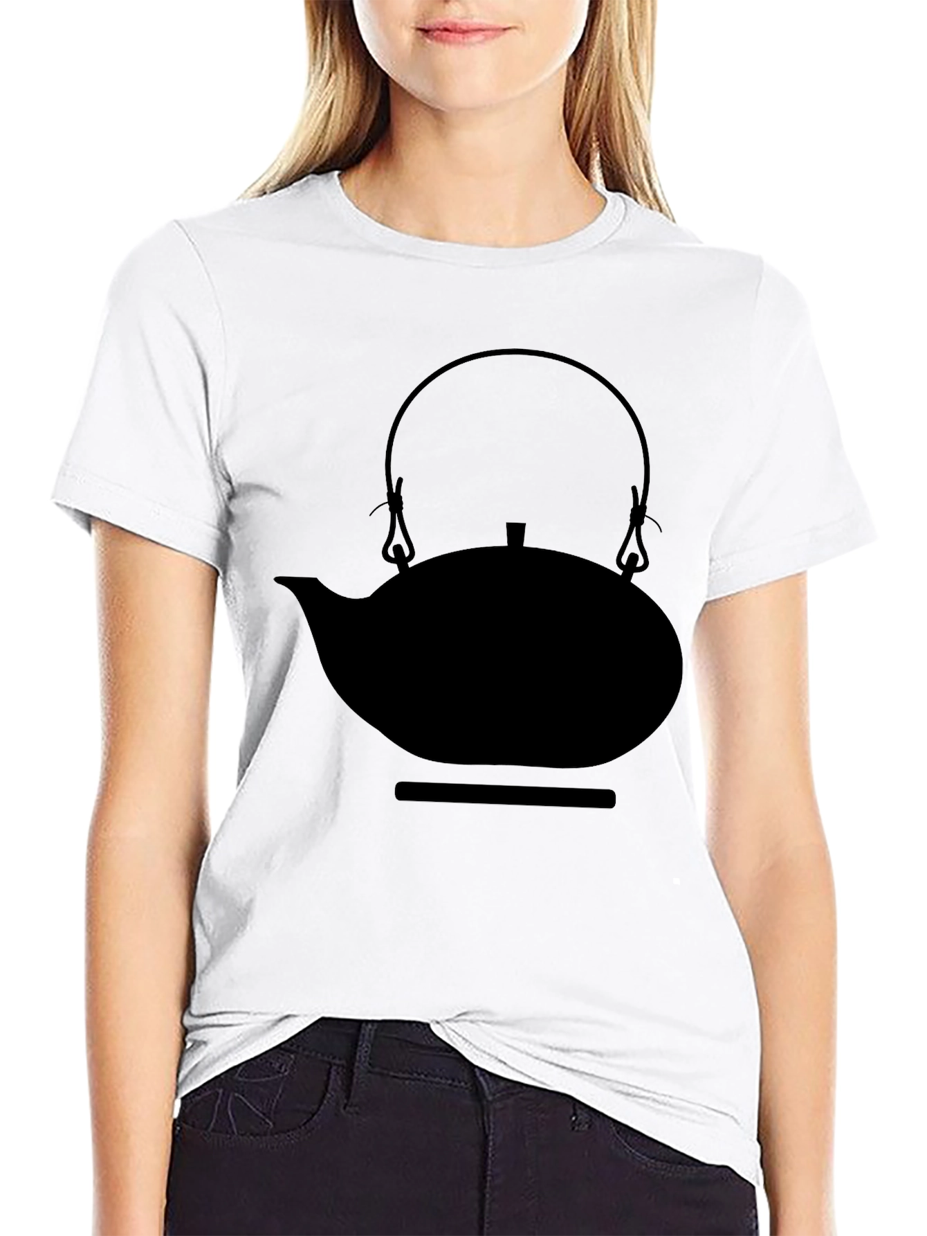 Minimalist Teapot Graphic Black T-Shirt