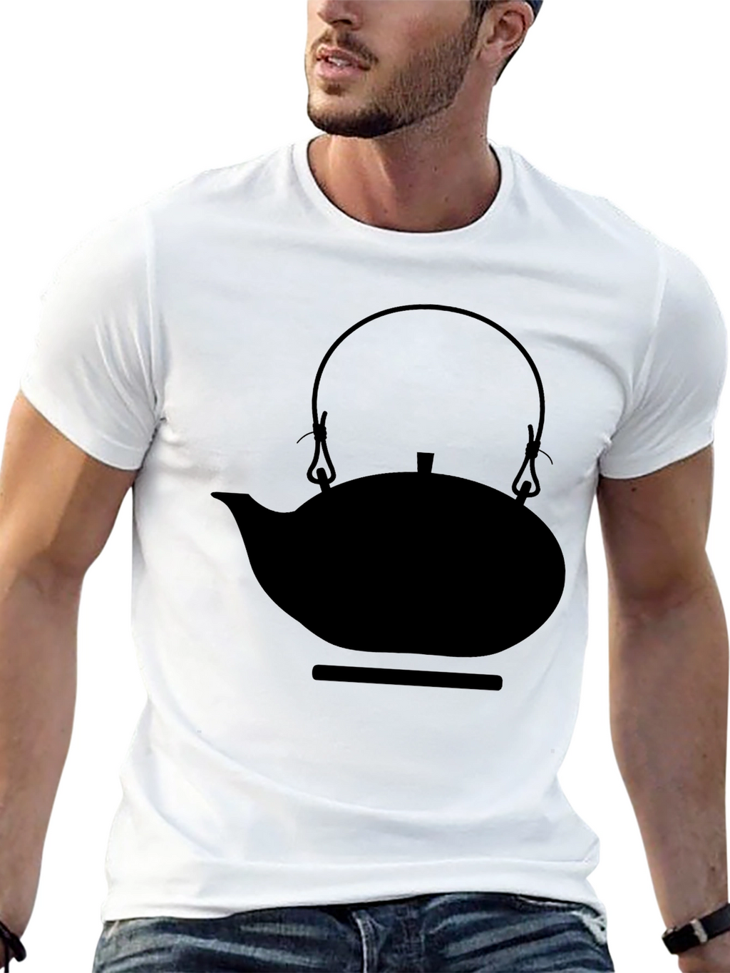 Minimalist Teapot Graphic Black T-Shirt