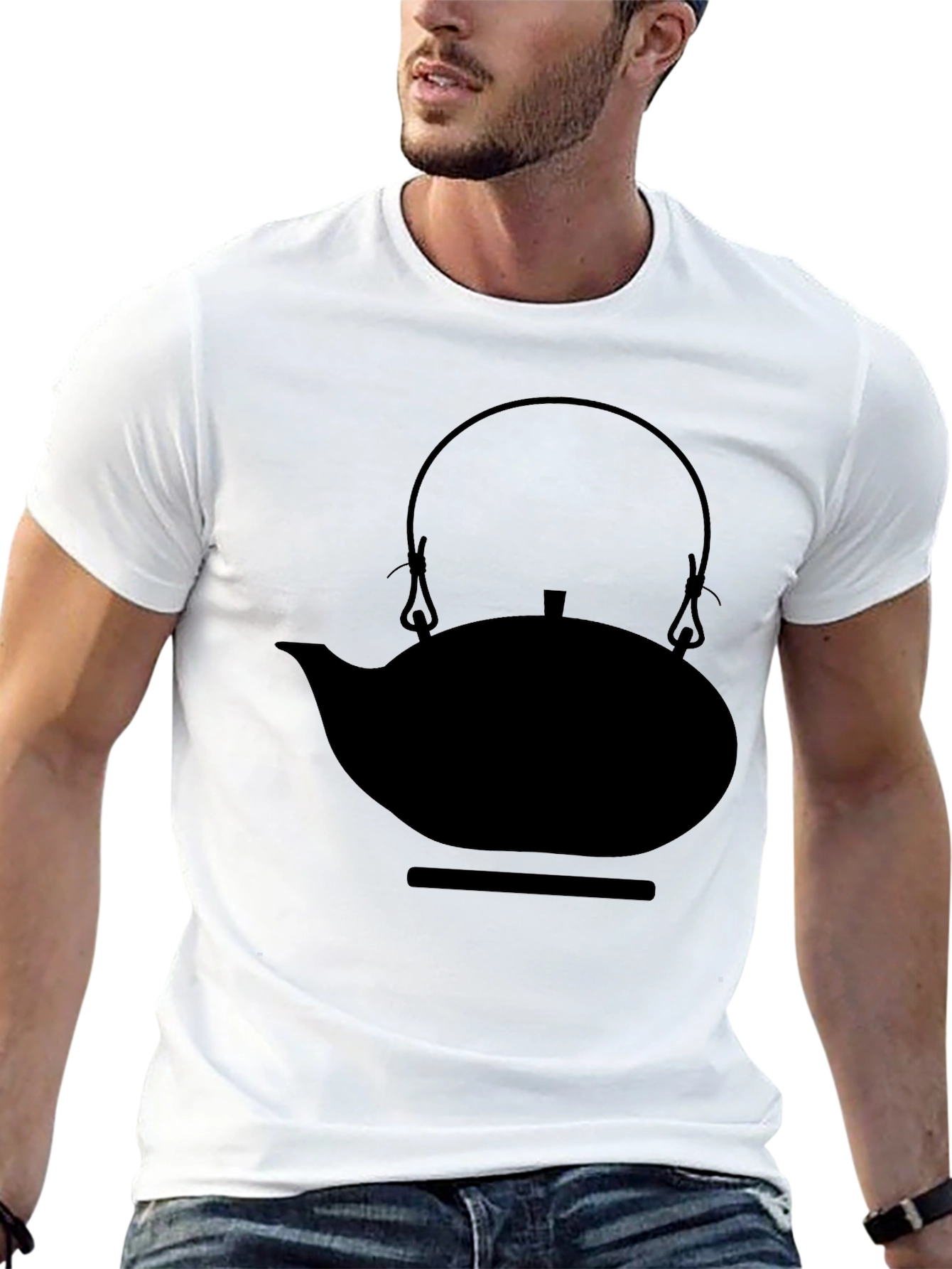 Minimalist Teapot Graphic Black T-Shirt