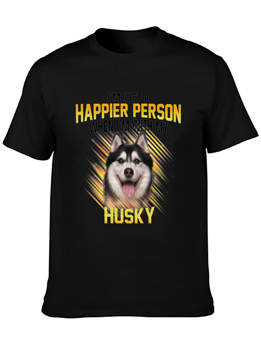 Happier Person Husky Black Graphic Tee