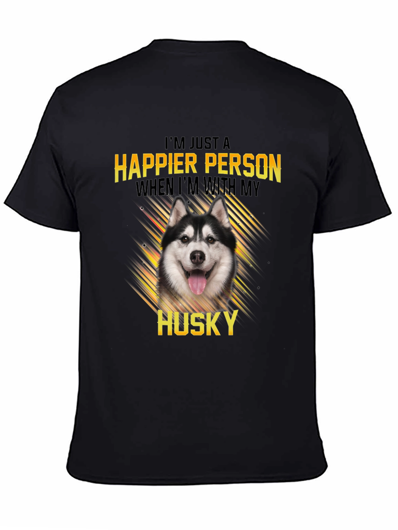 Happier Person Husky Black Graphic Tee