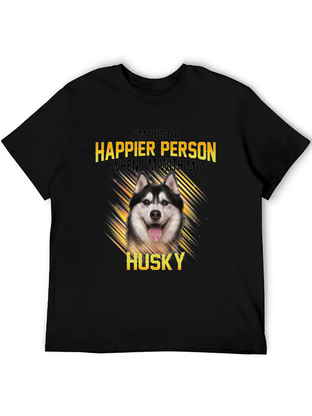 Happier Person Husky Black Graphic Tee