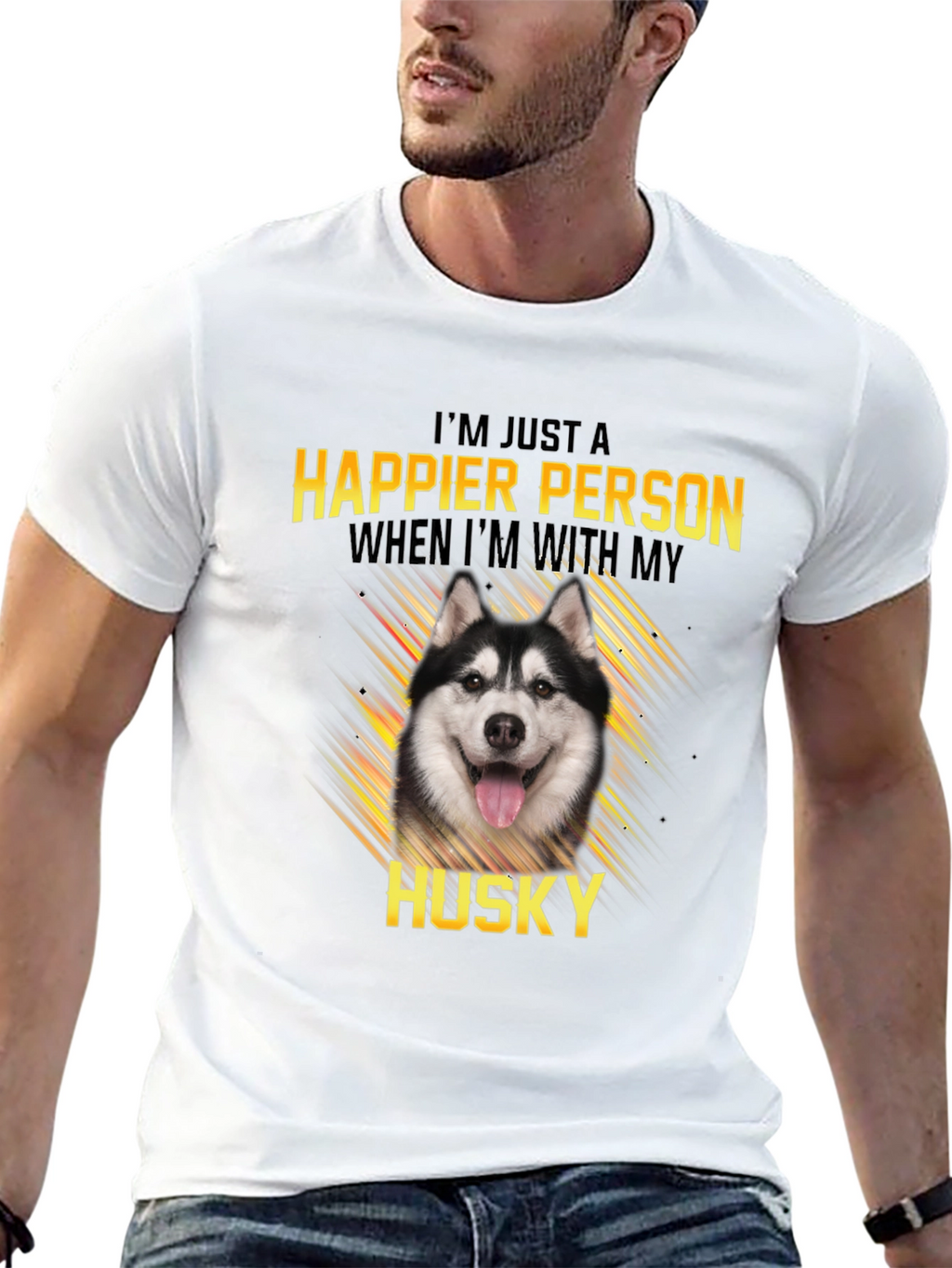 Happier Person Husky Black Graphic Tee