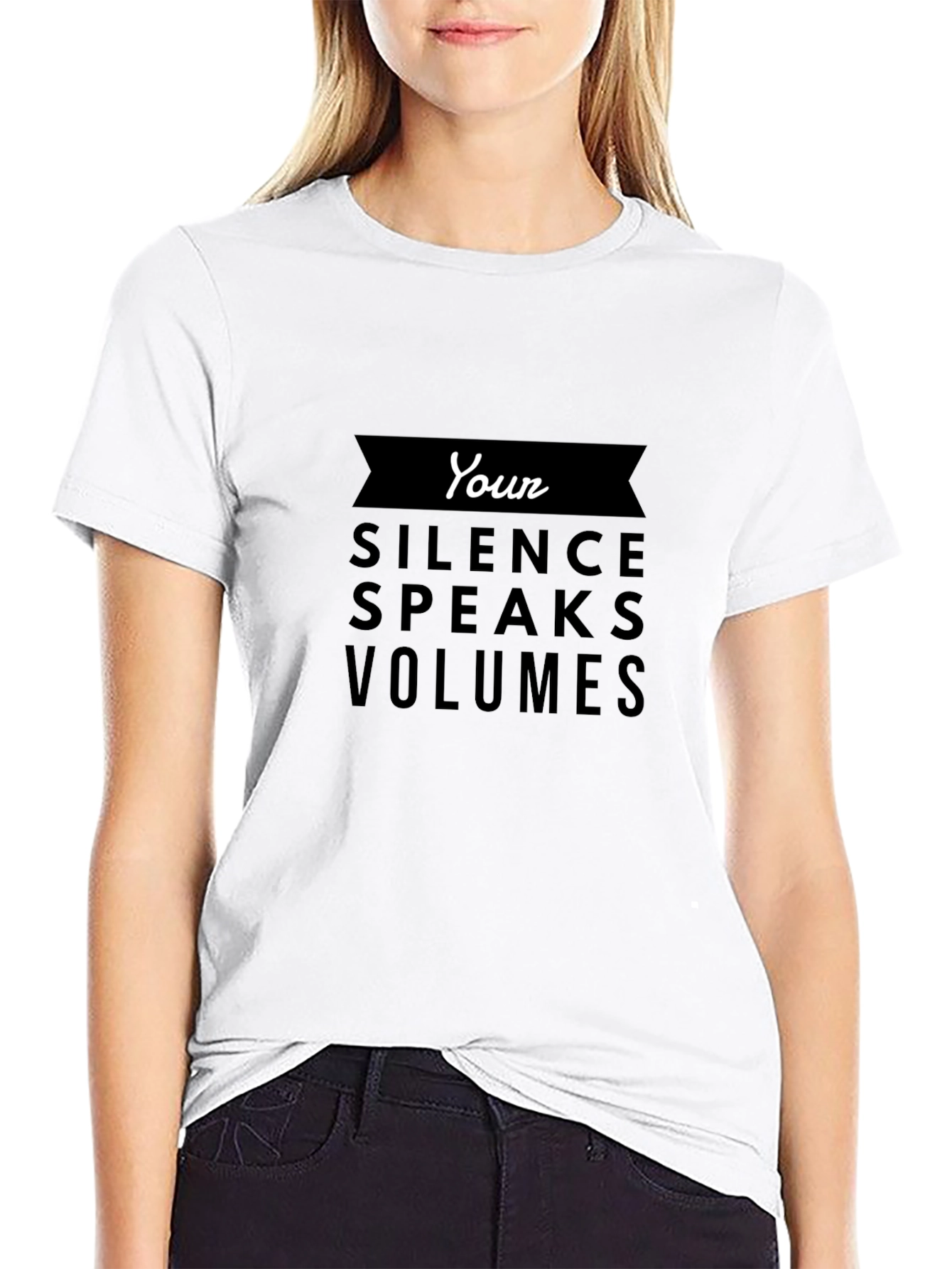 Silence Speaks Volumes Black Graphic T-Shirt