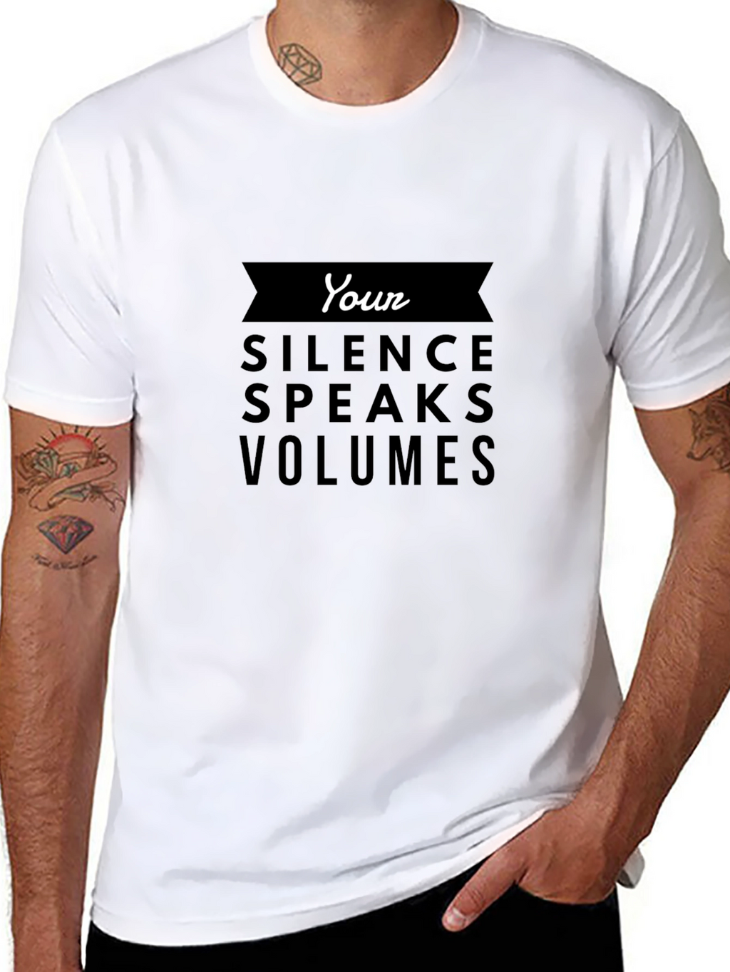 Silence Speaks Volumes Black Graphic T-Shirt