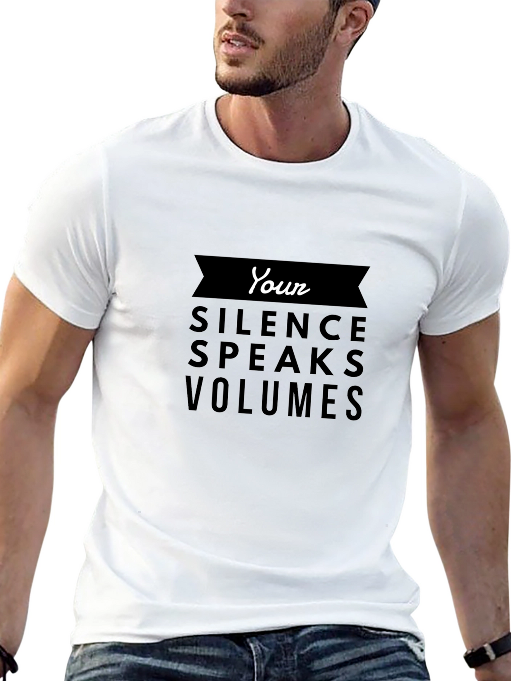 Silence Speaks Volumes Black Graphic T-Shirt