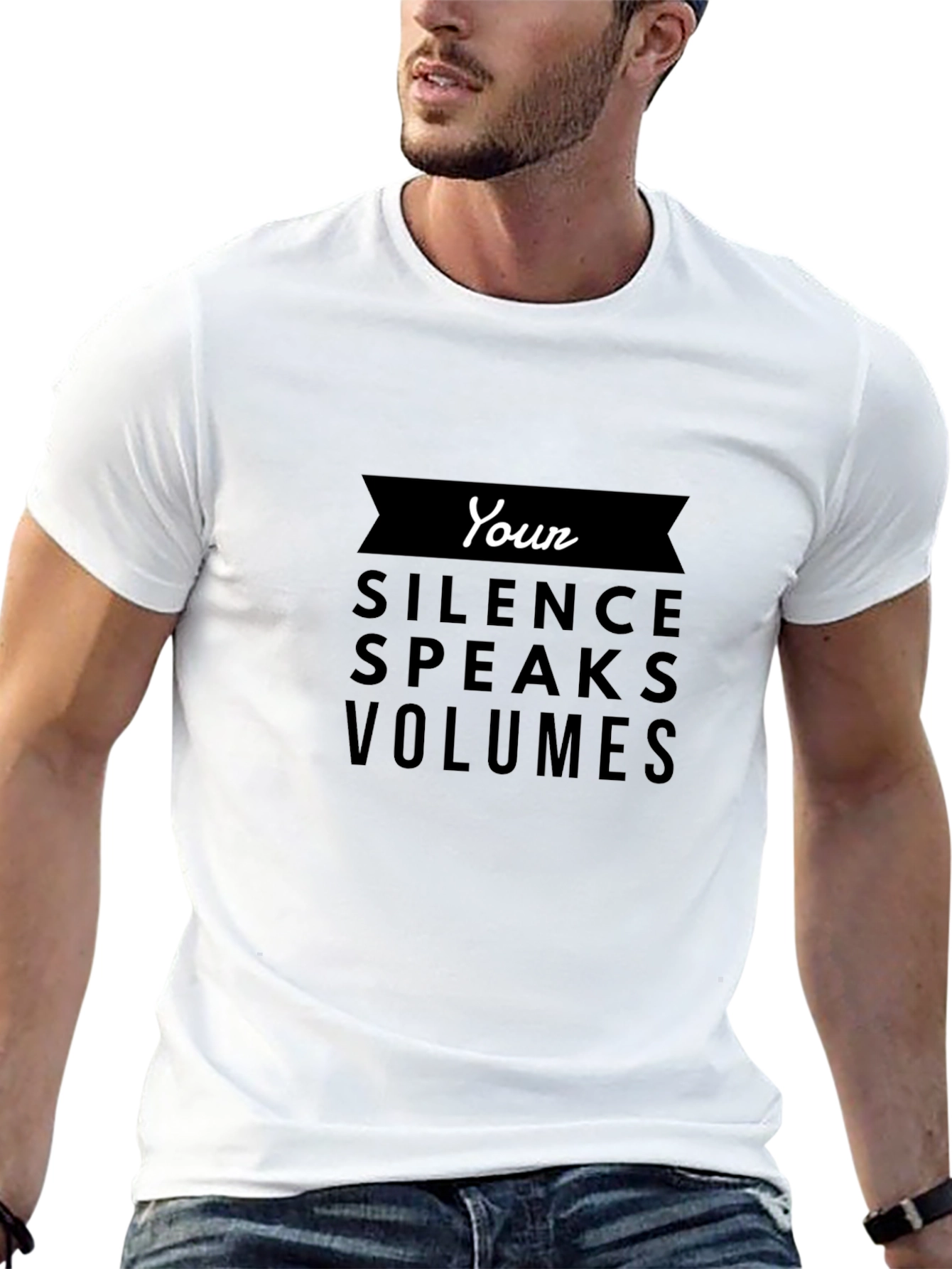 Silence Speaks Volumes Black Graphic T-Shirt