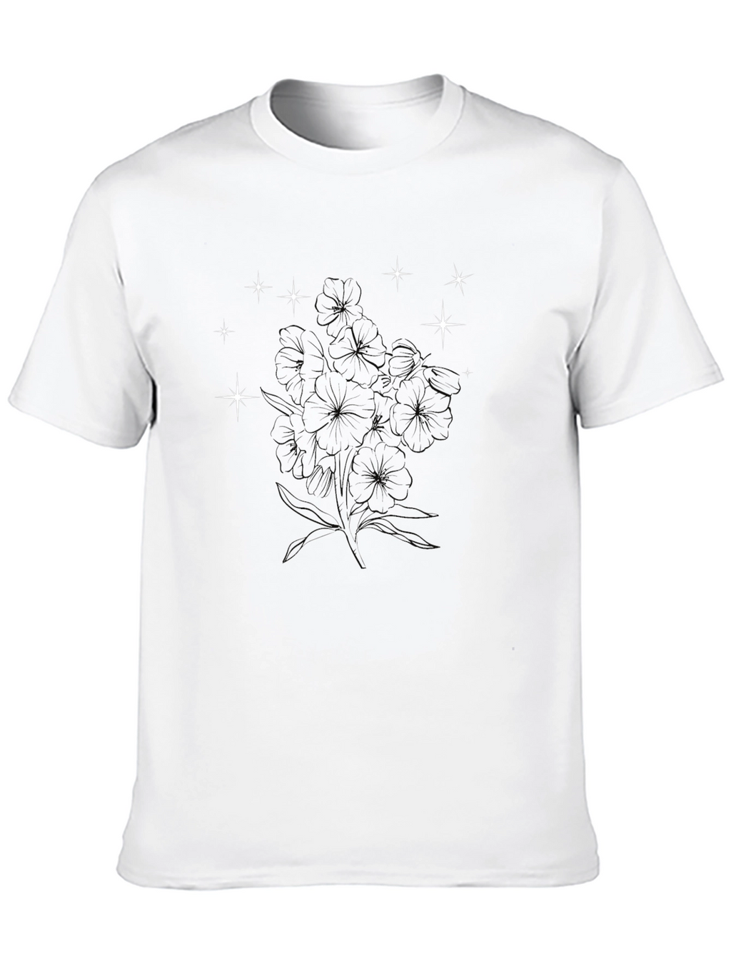 Black Graphic Tee - Floral & Stars