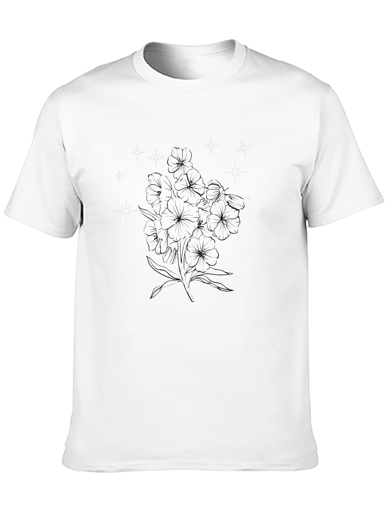 Black Graphic Tee - Floral & Stars