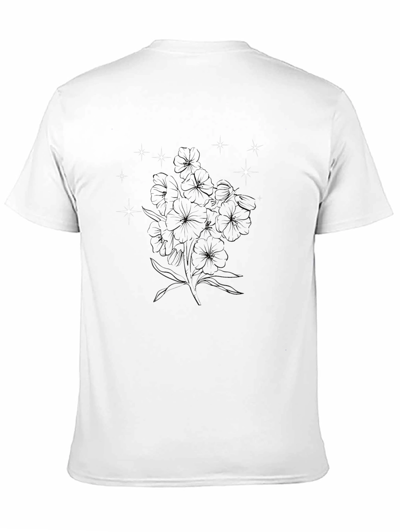Black Graphic Tee - Floral & Stars