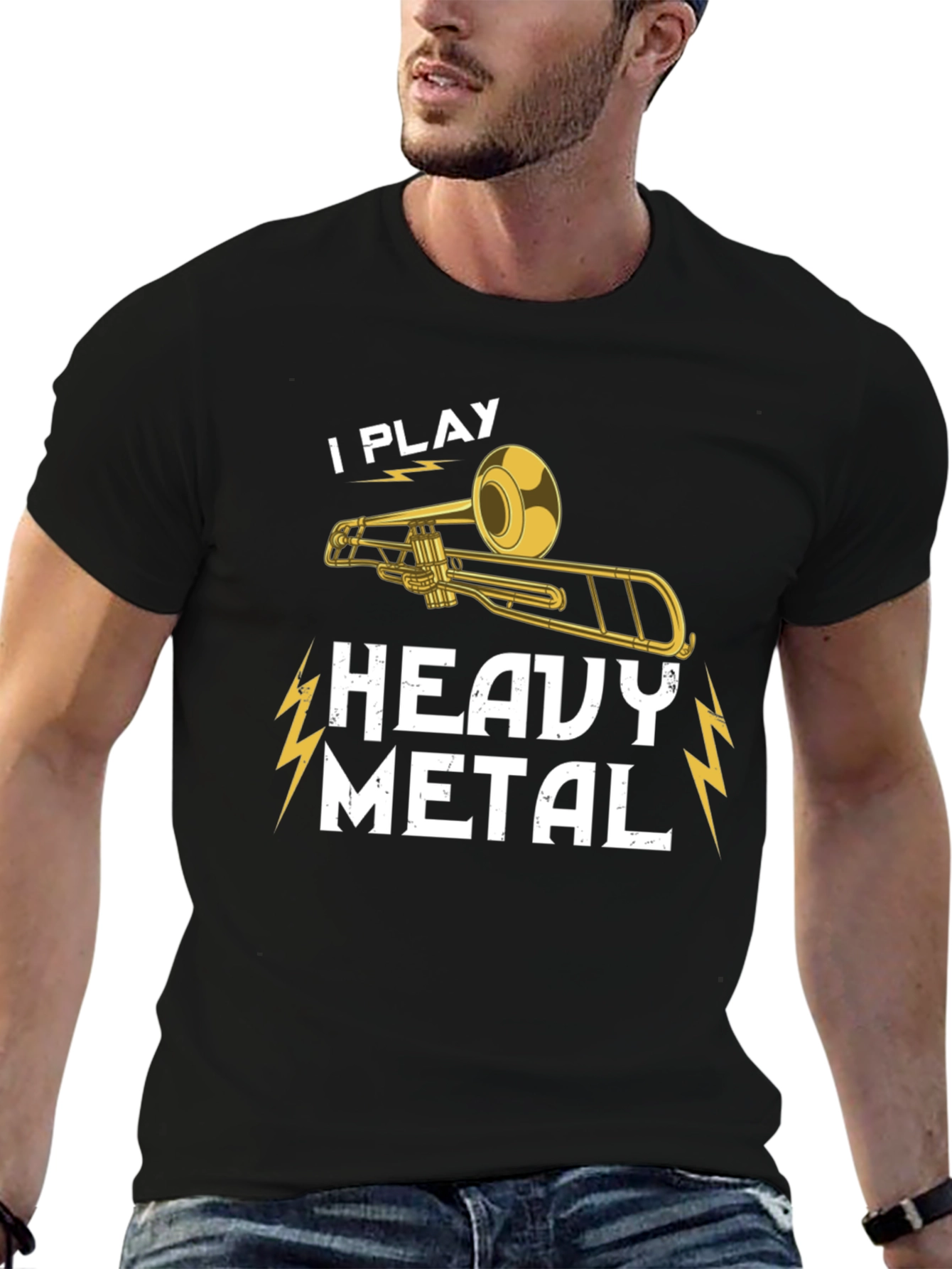 I Play Heavy Metal Trombone Black T-Shirt