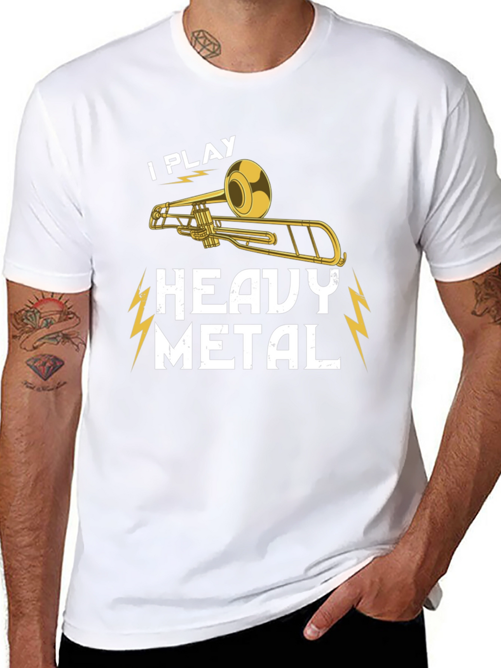 I Play Heavy Metal Trombone Black T-Shirt